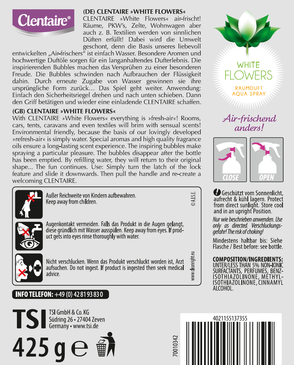 CLENTAIRE Luft-&Textilerfr. WF 425g SPFL