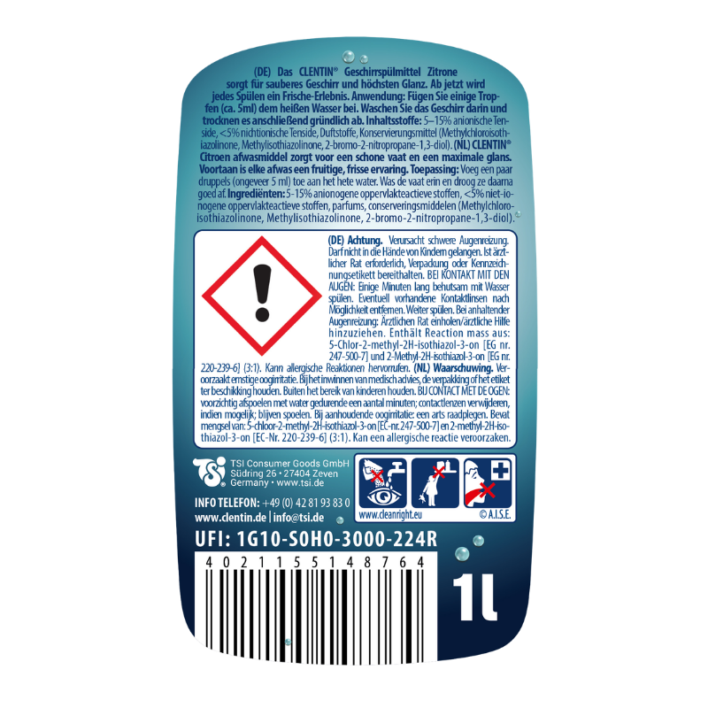 CLENTIN Geschirrspülm. Zitrone 1l PFL