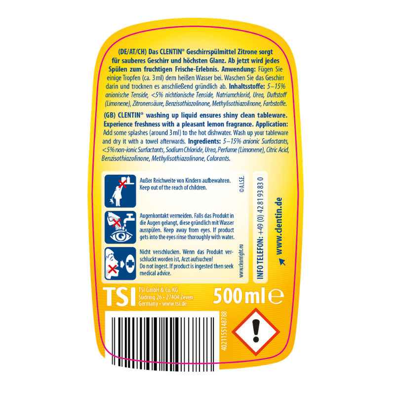 CLENTIN Geschirrspülm. Zitrone 500ml PFL