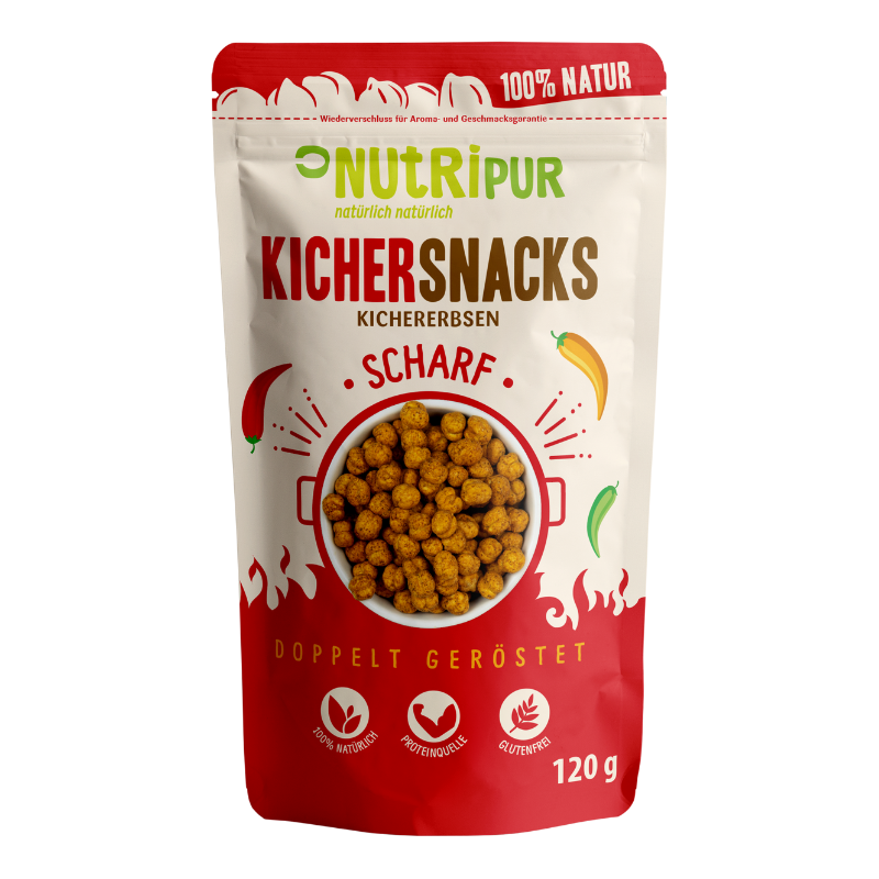 NUTRIPUR KICHERSNACKS Kichererbsen Scharf 120 g