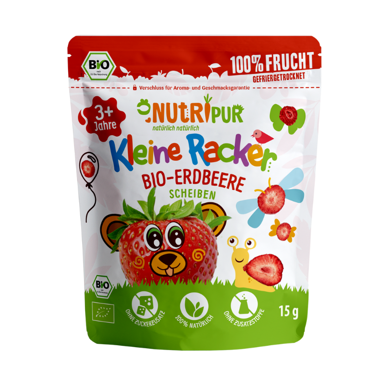 NUTRIPUR BIO Kl.Racker Erdbeere 15g BT