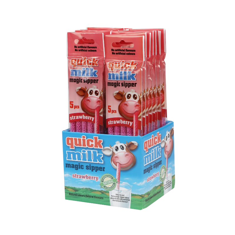 QUICK MILK Trinkhalme Erdbeere 30g PK