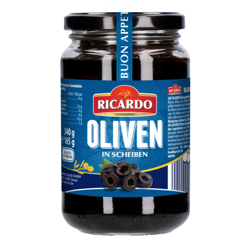 RICARDO Oliven Scheiben schwarz 340g GL