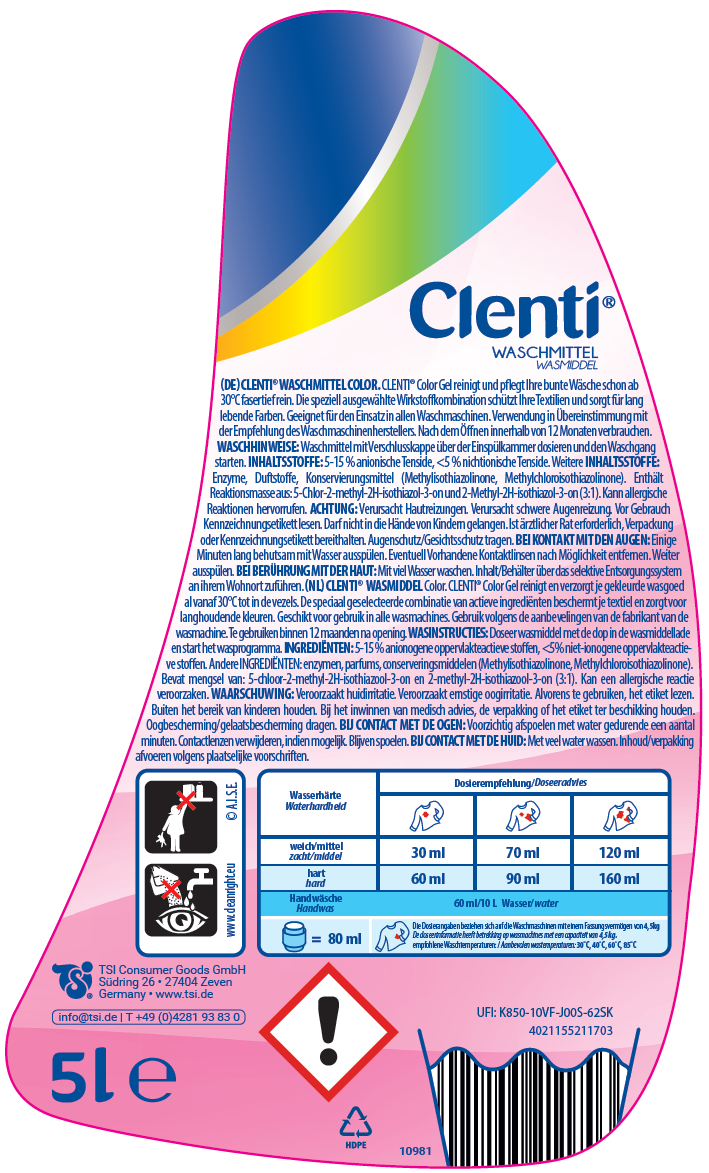 CLENTI Color Gel Waschmittel 5l PFL