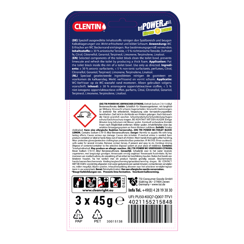 CLENTIN-WC Spüler 3er Bls Zitrone