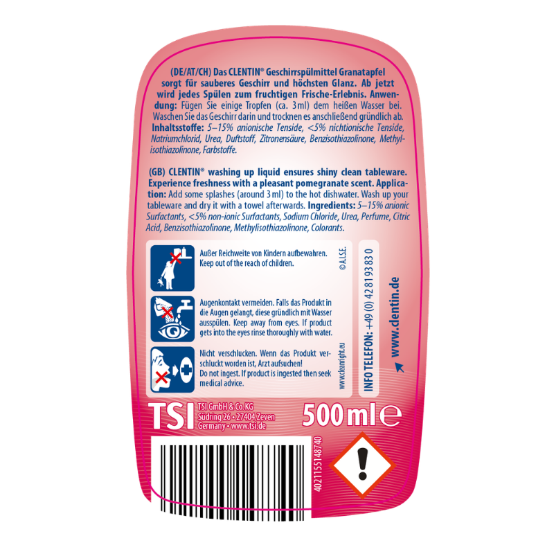CLENTIN Geschirrspül. Granata. 500ml PFL
