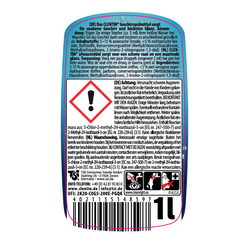 CLENTIN Geschirrspül. Granatapfel 1l PFL