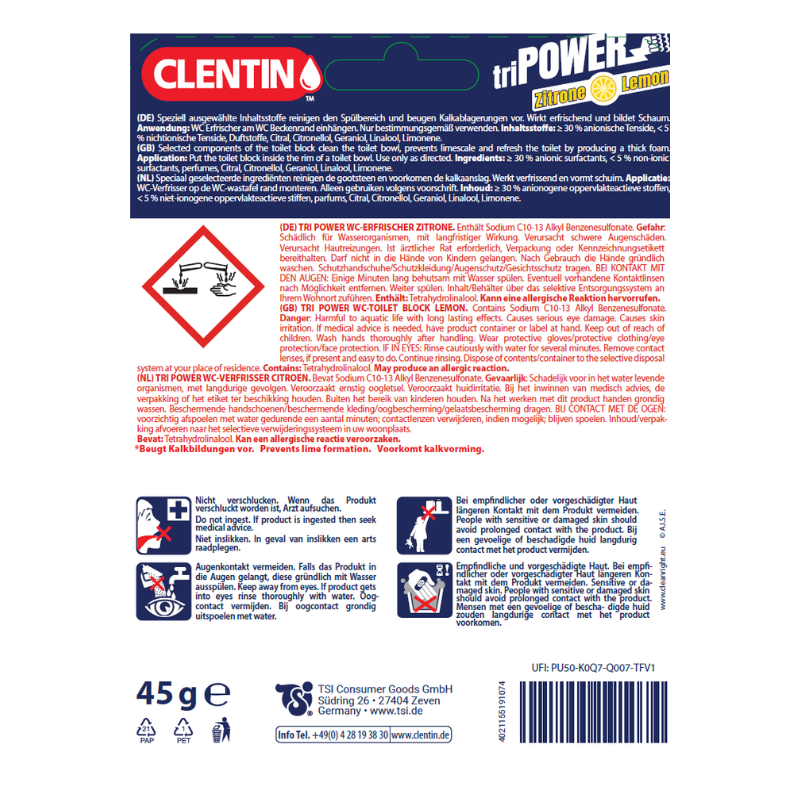 CLENTIN TRI-POWER Duftsp. Zitro. 45g BL