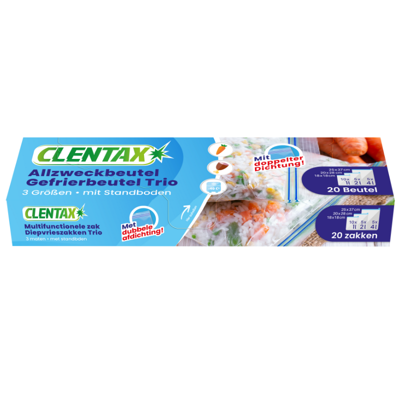 CLENTAX Gefrierbeutel Mix 1,2,4l 20ST PK