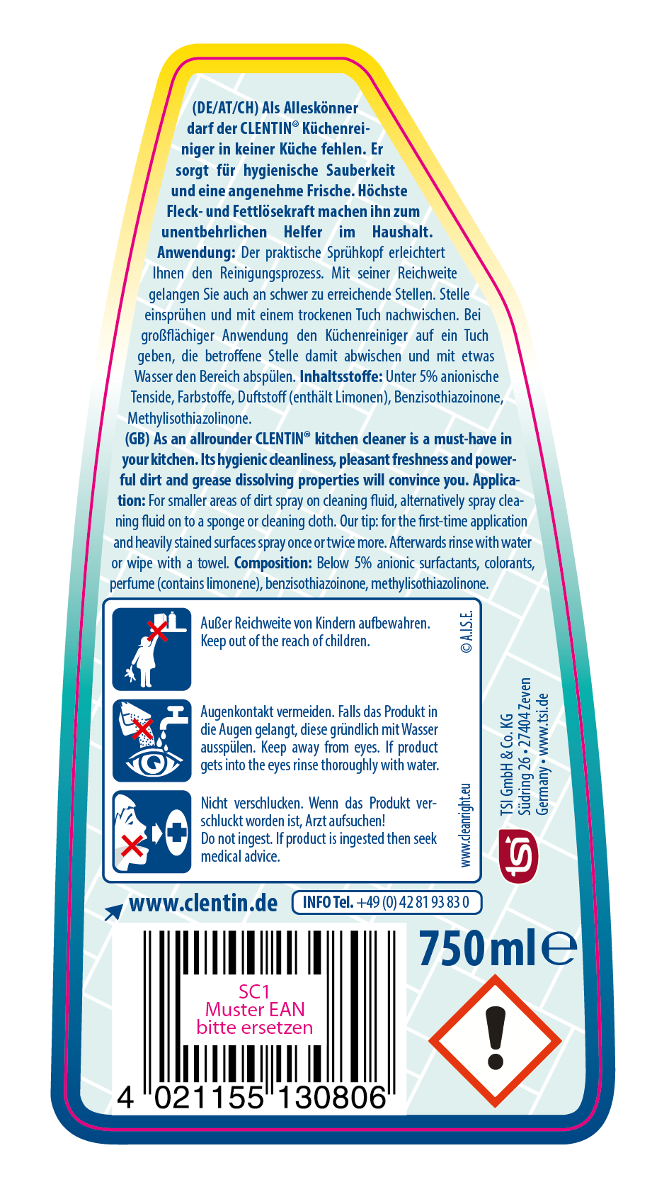 CLENTIN Küchenreiniger 750ml SPFL