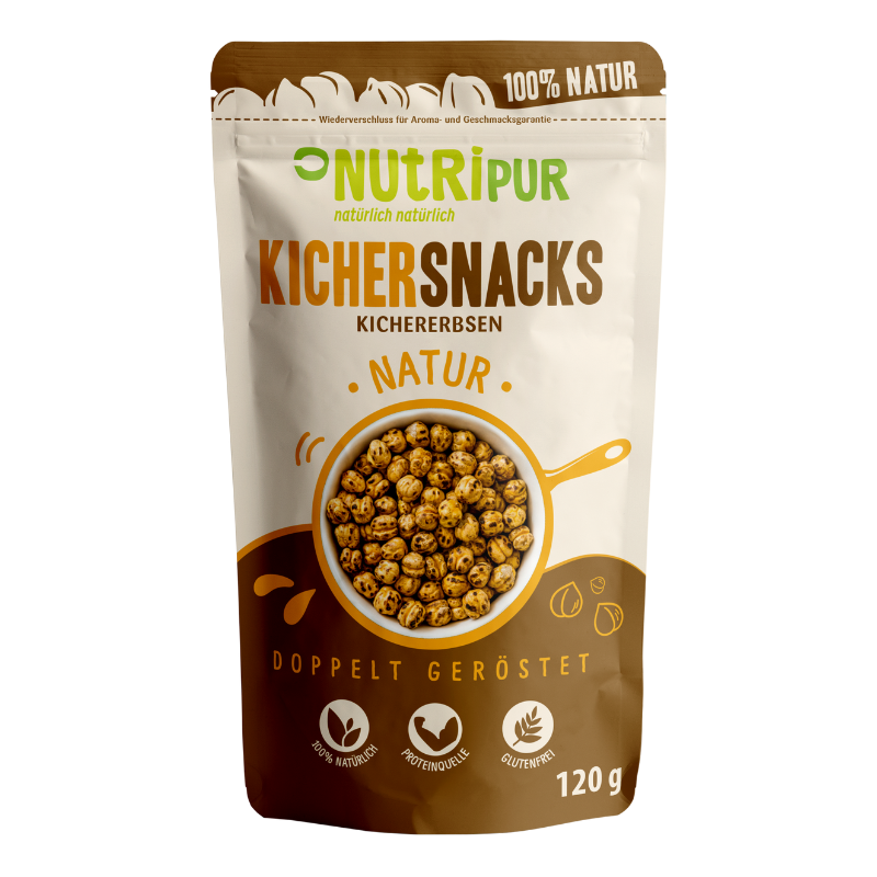 NUTRIPUR KICHERSNACKS Kichererbsen gerös. 120 g