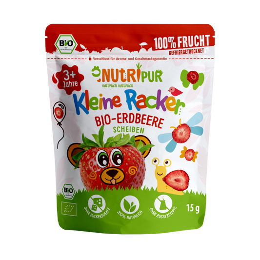 NUTRIPUR BIO Kl.Racker Erdbeere 15g BT