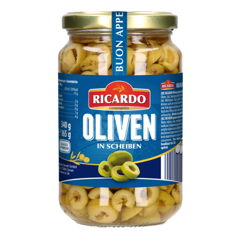RICARDO Oliven grün in Scheiben 340g GL