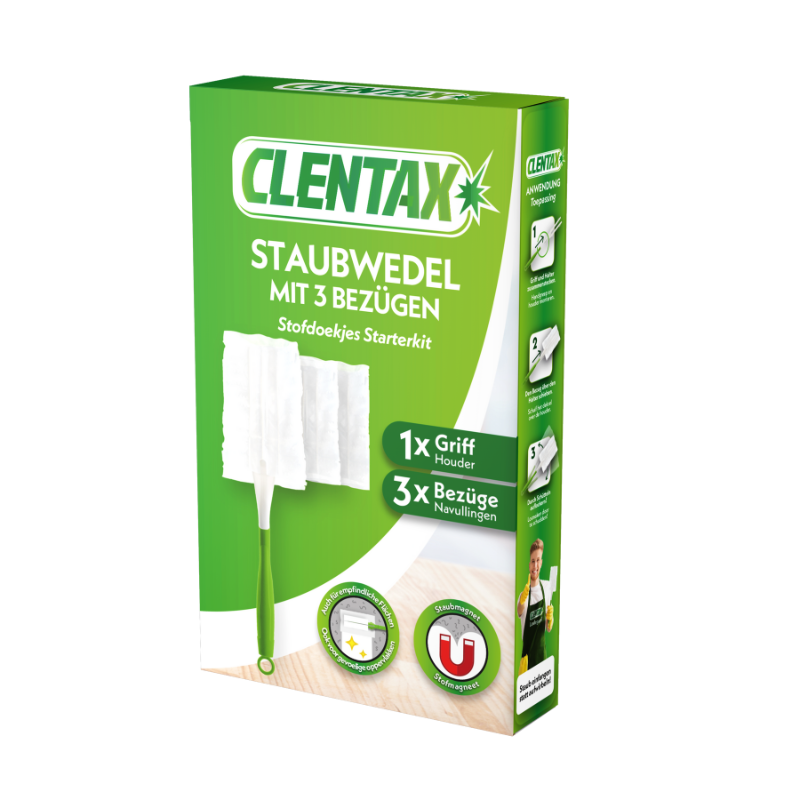 CLENTAX Staubwedel m. Bezügen Set 3+1 PK