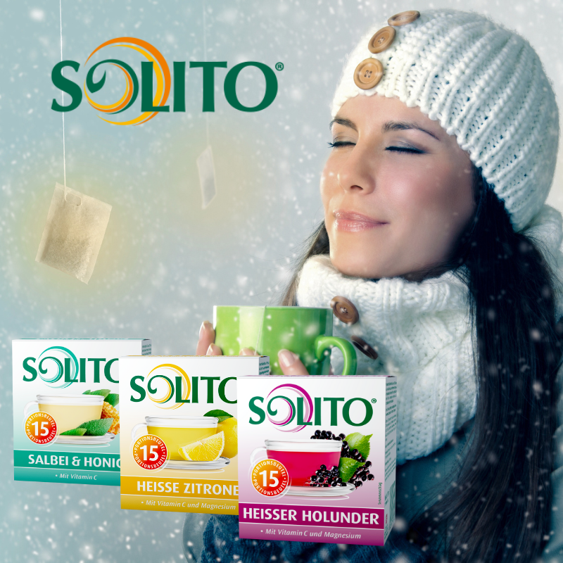 Frau trinkt Solito Tee